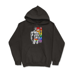 Proud of Who I am Gay Pride Muscle Man Gift graphic Hoodie - Black