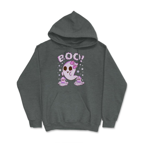Boo! Girl Cute Ghost Funny Humor Halloween Hoodie - Dark Grey Heather
