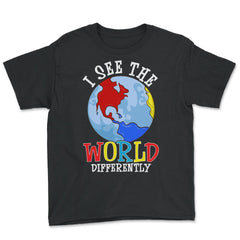 I See The World Differently Autism Awareness graphic - Youth Tee - Black
