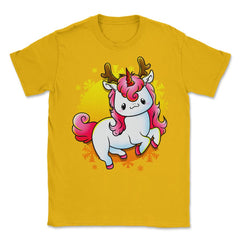 Kawaii Xmas Unicorn Funny Humor  Unisex T-Shirt - Gold