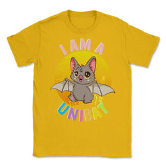 I am a Unibat Halloween Funny Unicorn Bat Gift Unisex T-Shirt - Gold