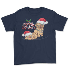 Merry Christmas Doggies Funny Humor T-Shirt Tee Gift Youth Tee - Navy