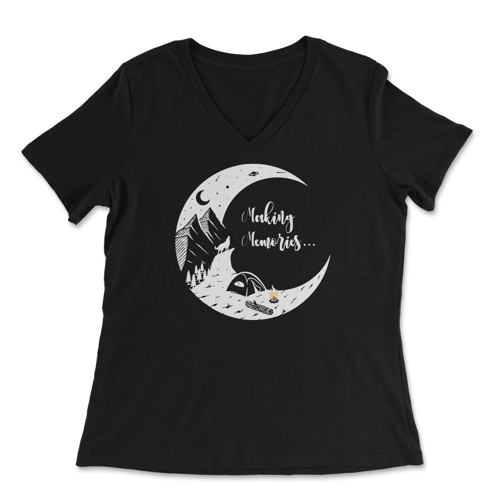 Making Memories Camping Night Under the Moon Souvenir graphic - Women's V-Neck Tee - Black