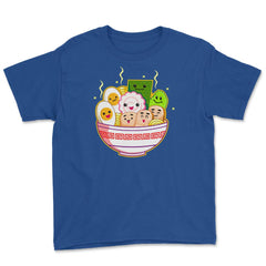 Japan Happy Ramen Characters Noodles Gift print Youth Tee - Royal Blue