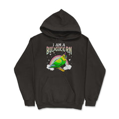 I am A Budgiecorn Funny & Cute Budgie Unicorn Parakeet print - Hoodie - Black