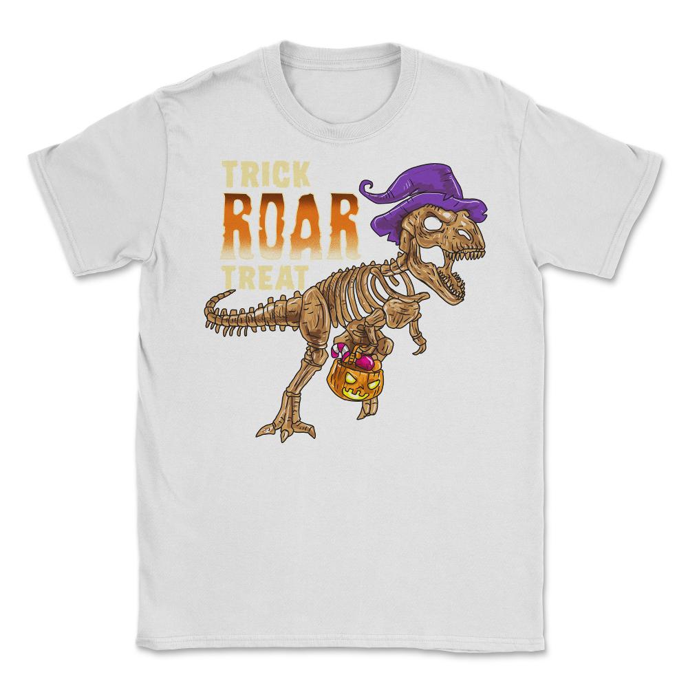 Trick Roar Treat Halloween Funny T-Rex Dinosaur Unisex T-Shirt - White