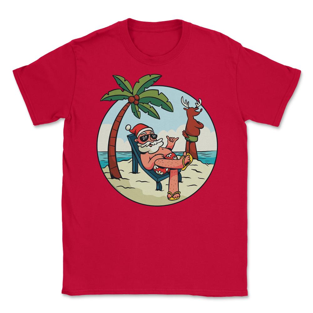 Summer Santa Claus at the Beach Tropical Vacations Funny print Unisex - Red