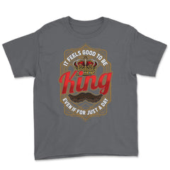 King For A Day Funny Father’s Day Dads Quote graphic Youth Tee - Smoke Grey