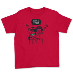 Power is Female Girls T-Shirt Feminism Shirt Top Tee Gift Youth Tee - Red