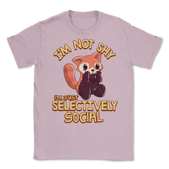 Kawaii Red Panda I’m Not Shy I’m Selectively Social Meme graphic - Light Pink