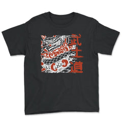 Japanese Snake Vintage American Traditional Tattoo Style Art graphic - Youth Tee - Black