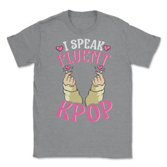 I speak Fluent K-Pop Korean Love Sign Fingers for Music Fans print - Grey Heather