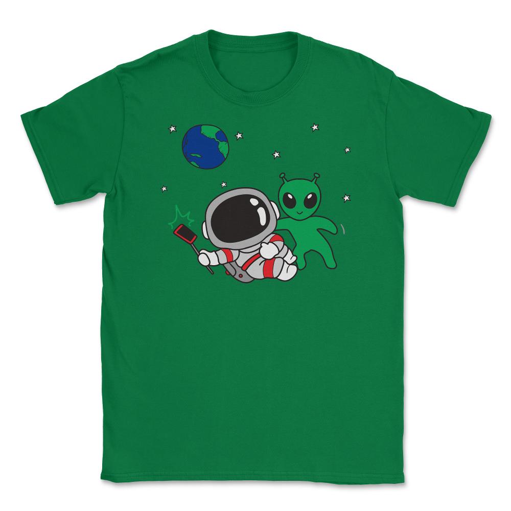 Alien Selfie Kawaii Style Funny Astronaut & Happy Alien design Unisex - Green