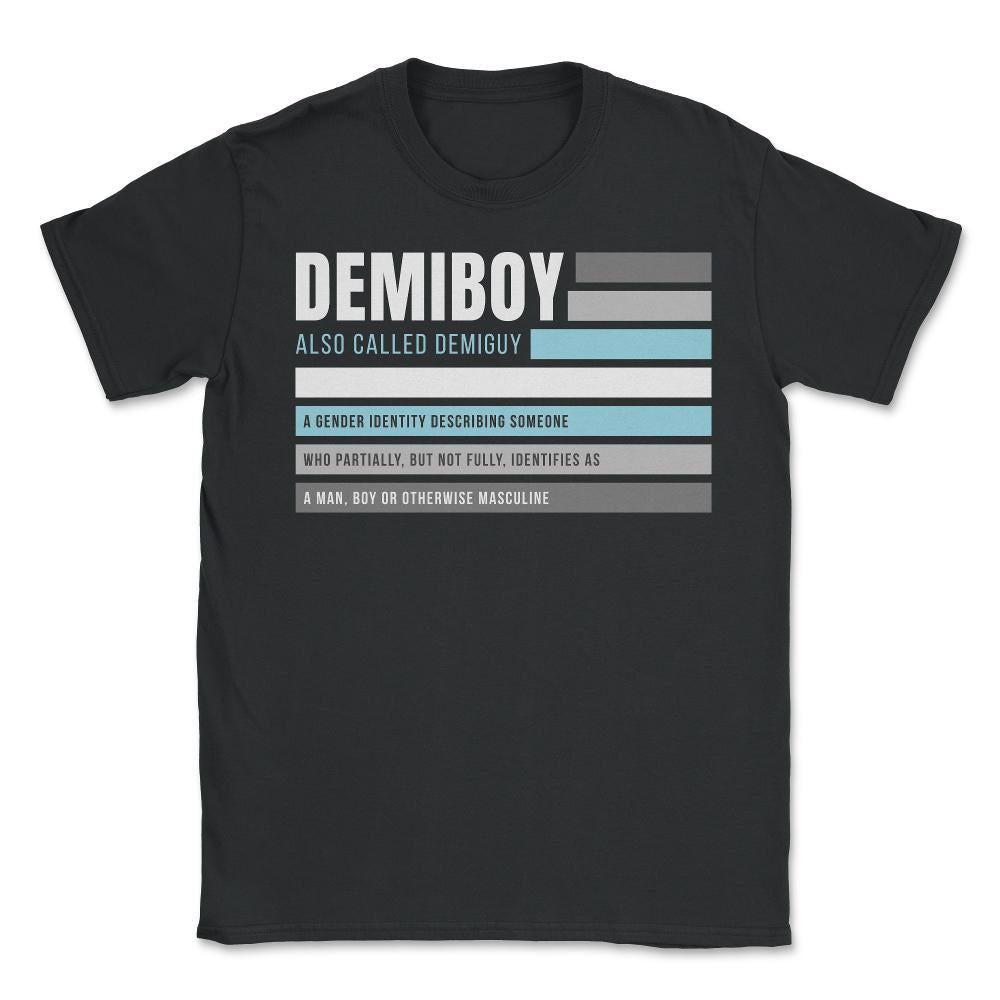 Demiboy Definition Male & Agender Color Flag Pride graphic - Unisex T-Shirt - Black
