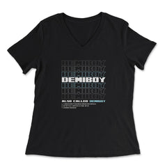 Demiboy Definition Male & Agender Color Flag Pride print - Women's V-Neck Tee - Black