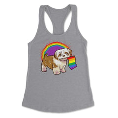 Funny Shih Tzu Dog Rainbow Pride design Women's Racerback Tank - Heather Grey