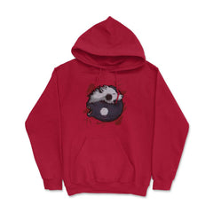 Ying Yang Wolf Japanese Wolf Art Theme Grunge Style graphic Hoodie - Red