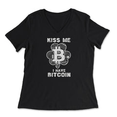 Kiss Me I have Bitcoin For Crypto Fans or Traders product - Women's V-Neck Tee - Black