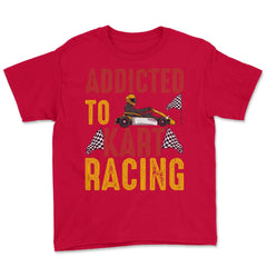 Addicted To Kart Racing graphic Youth Tee - Red