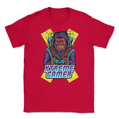 Extreme Gorilla Gamer Funny Humor T-Shirt Tee Shirt Gift Unisex - Red