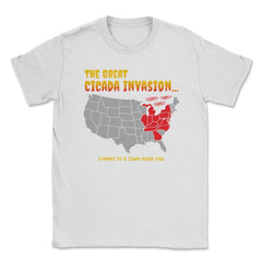 Cicada Invasion Coming to These States in US Map Funny print Unisex - White