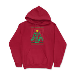 Dear Santa She Is The Naughty One Funny Matching Xmas graphic Hoodie - Red