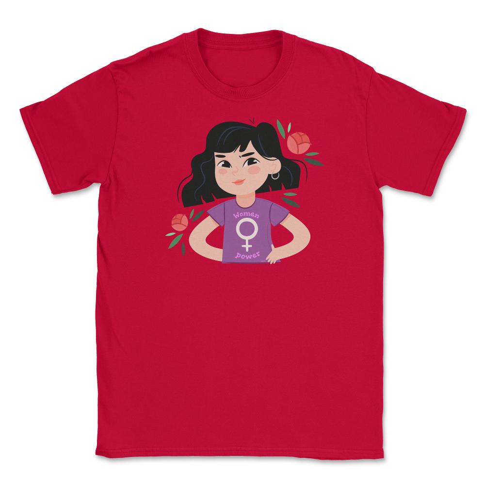 Women Power Girls T-Shirt Feminism Shirt Top Tee Gift Unisex T-Shirt - Red