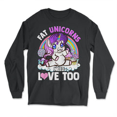 Fat Unicorns need love too! Hilarious Chubby Unicorn print - Long Sleeve T-Shirt - Black