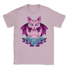 Sphynx Goth Cat Mysterious & Sophisticated Hallowe Unisex T-Shirt - Light Pink