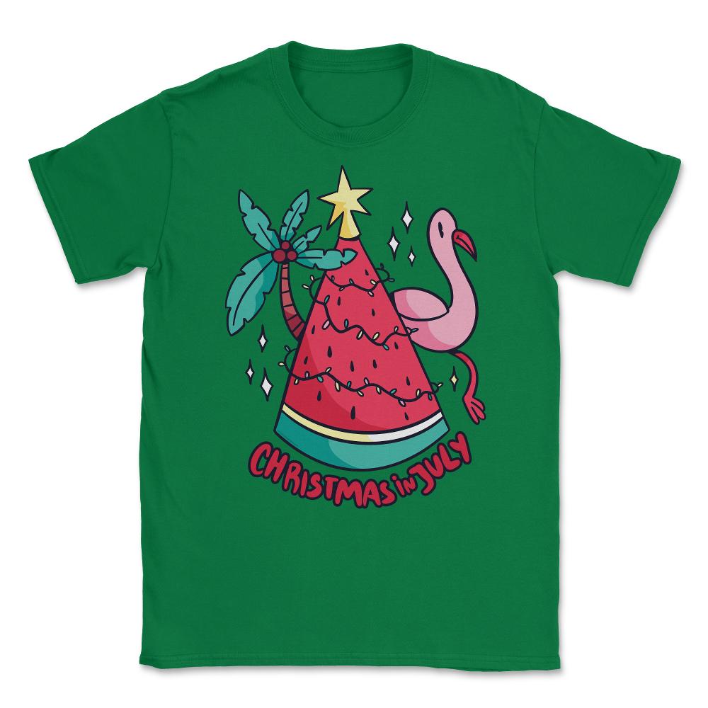 Christmas in July Funny Summer Xmas Tree Watermelon design Unisex - Green