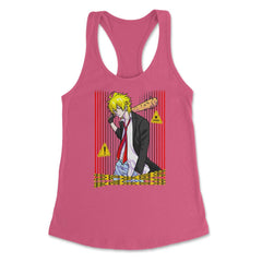 Bad Anime Boy Baseball Bat Streetwear graphic Women's Racerback Tank - Hot Pink