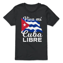Viva Mi Cuba Libre Waving Cuban Flag Pride product - Premium Youth Tee - Black