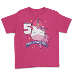 Birthday Girl! Unicorn 5th Birthday graphic design Gifts Youth Tee - Heliconia