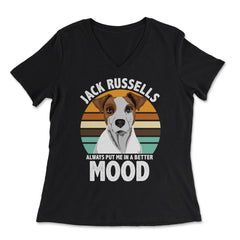 Jack Russells Always Put Me In A Better Mood print - Women's V-Neck Tee - Black