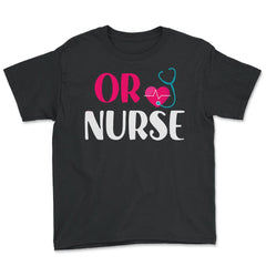 OR Nurse RN Stethoscope Heart Nursing Nurse Practitioner print - Youth Tee - Black