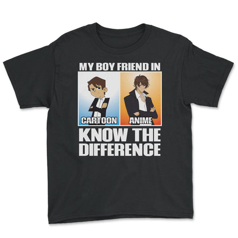 Is Not Cartoons Its Anime Know the Difference Meme graphic Youth Tee - Black