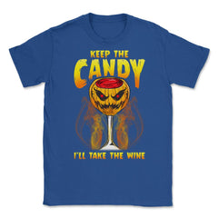 Halloween Wine Glass Spooky Jack o Lantern Unisex T-Shirt - Royal Blue