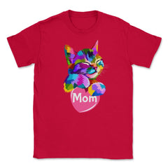 Cat Mom Heart Unisex T-Shirt - Red