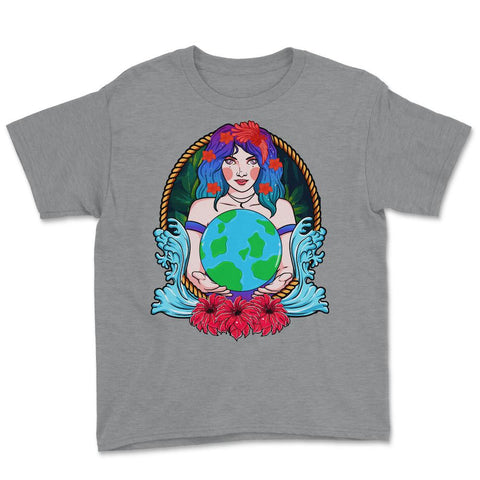 Mother Earth Guardian Holding the Planet Gift for Earth Day graphic - Grey Heather