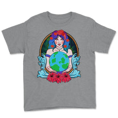 Mother Earth Guardian Holding the Planet Gift for Earth Day graphic - Grey Heather