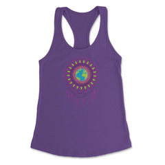 Earth Mandala Earth Day design Gifts graphic Tee Women's Racerback - Purple