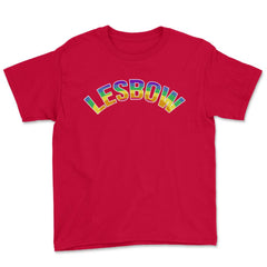 Lesbow Rainbow Word Arc Gay Pride t-shirt Shirt Tee Gift Youth Tee - Red