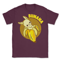 Cute Bunny Coming Out of a banana Funny Humor Gift print Unisex - Maroon