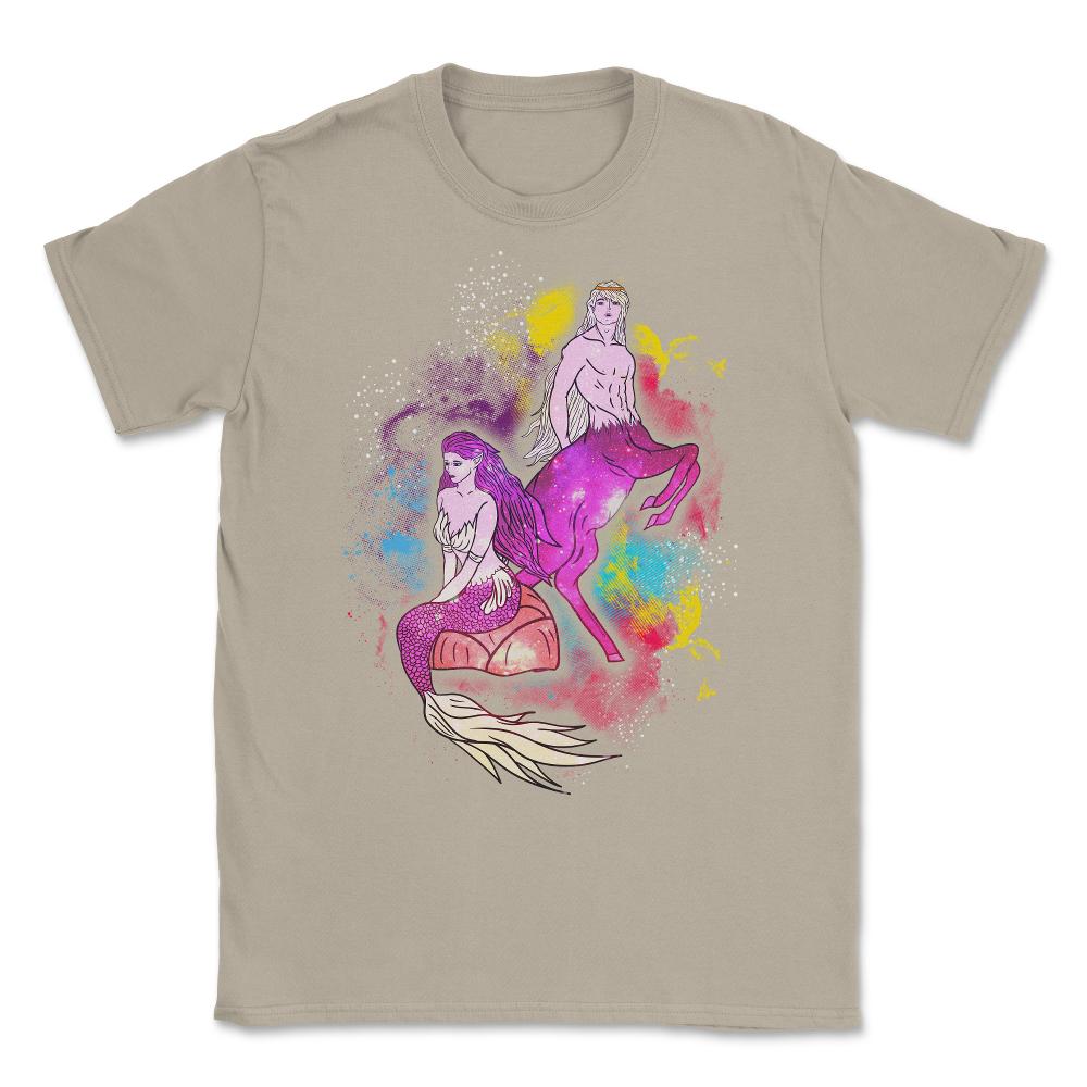 Mermaid & Centaur With Colorful Paint Splashes Background product - Cream