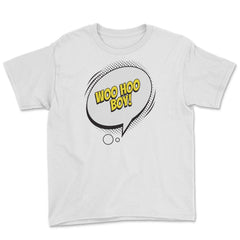 Woo Hoo Boy with a Comic Thought Balloon Graphic design Youth Tee - White