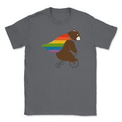 Rainbow Flag Bear Hero Gay Pride print Unisex T-Shirt - Smoke Grey