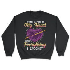 Crochet Heart Theme Meme for Crocheting Lovers print - Unisex Sweatshirt - Black