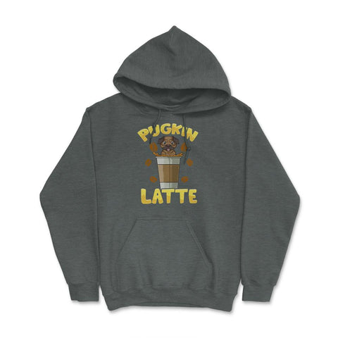 Funny Pugkin Latte Cute Pug inside Coffee Cup design Hoodie - Dark Grey Heather