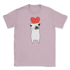 Dog with Heart Happy Valentine Funny Gift print Unisex T-Shirt - Light Pink