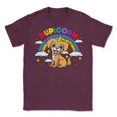 Gay Pride Rainbow Pupicorn Funny Puppy Unicorn Gift graphic Unisex - Maroon
